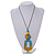 O-Shape Yellow/ Teal Washed Wood Pendant with Black Cotton Cord - 88cm L/ 13cm Pendant - view 4