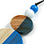 Double Bead Antique White/ Blue Washed Wood Pendant with Black Cotton Cord - 80cm Max/ 12cm Pendant - view 4