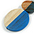 Double Bead Antique White/ Blue Washed Wood Pendant with Black Cotton Cord - 80cm Max/ 12cm Pendant - view 9