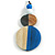 Double Bead Antique White/ Blue Washed Wood Pendant with Black Cotton Cord - 80cm Max/ 12cm Pendant - view 2