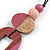 O-Shape Pink Washed Wood Pendant with Black Cotton Cord - 88cm L/ 13cm Pendant - view 6
