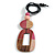 O-Shape Pink Washed Wood Pendant with Black Cotton Cord - 88cm L/ 13cm Pendant - view 2