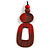 O-Shape Red/ Brown Painted Wood Pendant with Black Cotton Cord - 88cm L/ 13cm Pendant