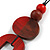 O-Shape Red/ Brown Painted Wood Pendant with Black Cotton Cord - 88cm L/ 13cm Pendant - view 3