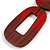 O-Shape Red/ Brown Painted Wood Pendant with Black Cotton Cord - 88cm L/ 13cm Pendant - view 4