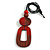 O-Shape Red/ Brown Painted Wood Pendant with Black Cotton Cord - 88cm L/ 13cm Pendant - view 5