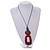 O-Shape Red/ Brown Painted Wood Pendant with Black Cotton Cord - 88cm L/ 13cm Pendant - view 8