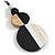 Double Bead Antique White/ Black Washed Wood Pendant with Black Cotton Cord - 80cm Max/ 12cm Pendant - view 10
