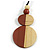 Double Bead Brown/ Sandy Washed Wood Pendant with Black Cotton Cord - 80cm Max/ 12cm Pendant - view 8