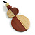 Double Bead Brown/ Sandy Washed Wood Pendant with Black Cotton Cord - 80cm Max/ 12cm Pendant - view 9