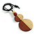 Double Bead Brown/ Sandy Washed Wood Pendant with Black Cotton Cord - 80cm Max/ 12cm Pendant - view 10