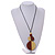 Double Bead Brown/ Sandy Washed Wood Pendant with Black Cotton Cord - 80cm Max/ 12cm Pendant - view 3