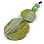 Double Bead Mint/ Lime Green Washed Wood Pendant with Black Cotton Cord - 80cm Max/ 12cm Pendant - view 4