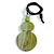 Double Bead Mint/ Lime Green Washed Wood Pendant with Black Cotton Cord - 80cm Max/ 12cm Pendant - view 2