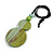 Double Bead Mint/ Lime Green Washed Wood Pendant with Black Cotton Cord - 80cm Max/ 12cm Pendant - view 10