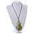 Double Bead Mint/ Lime Green Washed Wood Pendant with Black Cotton Cord - 80cm Max/ 12cm Pendant - view 3
