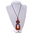 O-Shape Orange/ Lilac Purple Washed Wood Pendant with Black Cotton Cord - 88cm L/ 13cm Pendant - view 3