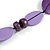 Long Lilac/ Purple Wood Bead with Black Faux Leather Cord Necklace - 88cm L - view 4