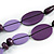 Long Lilac/ Purple Wood Bead with Black Faux Leather Cord Necklace - 88cm L - view 5