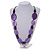 Long Lilac/ Purple Wood Bead with Black Faux Leather Cord Necklace - 88cm L - view 3