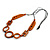 Long Geometric Rusty Orange Painted Wood Bead Black Cord Necklace - 100cm Max/ Adjustable - view 2