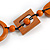 Long Geometric Rusty Orange Painted Wood Bead Black Cord Necklace - 100cm Max/ Adjustable - view 5