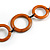 Long Geometric Rusty Orange Painted Wood Bead Black Cord Necklace - 100cm Max/ Adjustable - view 6