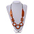 Long Geometric Rusty Orange Painted Wood Bead Black Cord Necklace - 100cm Max/ Adjustable - view 3