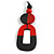 O-Shape Black/ Red Painted Wood Pendant with Black Cotton Cord - 88cm L/ 13cm Pendant