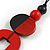 O-Shape Black/ Red Painted Wood Pendant with Black Cotton Cord - 88cm L/ 13cm Pendant - view 4