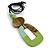 O-Shape Mint/ Lime Green Washed Wood Pendant with Black Cotton Cord - 88cm L/ 13cm Pendant - view 4