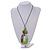 O-Shape Mint/ Lime Green Washed Wood Pendant with Black Cotton Cord - 88cm L/ 13cm Pendant - view 2