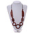 Long Geometric Brown Painted Wood Bead Black Cord Necklace - 100cm Max/ Adjustable - view 3