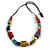 Chunky Multicoloured with Animal Print Cube and Ball Wood Bead Cord Necklace - 90cm Max - view 2