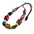 Chunky Multicoloured with Animal Print Cube and Ball Wood Bead Cord Necklace - 90cm Max - view 4