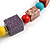 Chunky Multicoloured with Animal Print Cube and Ball Wood Bead Cord Necklace - 90cm Max - view 6