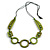 Long Geometric Lime Green Painted Wood Bead Black Cord Necklace - 100cm Max/ Adjustable