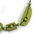 Long Geometric Lime Green Painted Wood Bead Black Cord Necklace - 100cm Max/ Adjustable - view 8