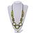 Long Geometric Lime Green Painted Wood Bead Black Cord Necklace - 100cm Max/ Adjustable - view 2