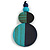 Double Bead Blue/ Turquoise Washed Wood Pendant with Black Cotton Cord - 80cm Max/ 12cm Pendant - view 8