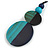 Double Bead Blue/ Turquoise Washed Wood Pendant with Black Cotton Cord - 80cm Max/ 12cm Pendant - view 9