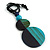 Double Bead Blue/ Turquoise Washed Wood Pendant with Black Cotton Cord - 80cm Max/ 12cm Pendant - view 7