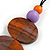 Double Bead Antique Orange/ Lilac Purple Washed Wood Pendant with Black Cotton Cord - 80cm Max/ 12cm Pendant - view 4