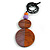 Double Bead Antique Orange/ Lilac Purple Washed Wood Pendant with Black Cotton Cord - 80cm Max/ 12cm Pendant - view 2