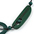 Long Geometric Dark Green Painted Wood Bead Black Cord Necklace - 90cm Max/ Adjustable - view 5