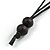 Long Geometric Dark Green Painted Wood Bead Black Cord Necklace - 90cm Max/ Adjustable - view 6
