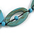 Long Geometric Turquoise Washed Wood Bead Black Cord Necklace - 90cm Max/ Adjustable - view 6