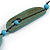 Long Geometric Turquoise Washed Wood Bead Black Cord Necklace - 90cm Max/ Adjustable - view 7