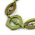 Long Geometric Lime Green Painted Wood Bead Black Cord Necklace - 90cm Max/ Adjustable - view 6