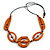 Long Geometric Orange Wood Bead Black Cord Necklace - 90cm Max/ Adjustable - view 7